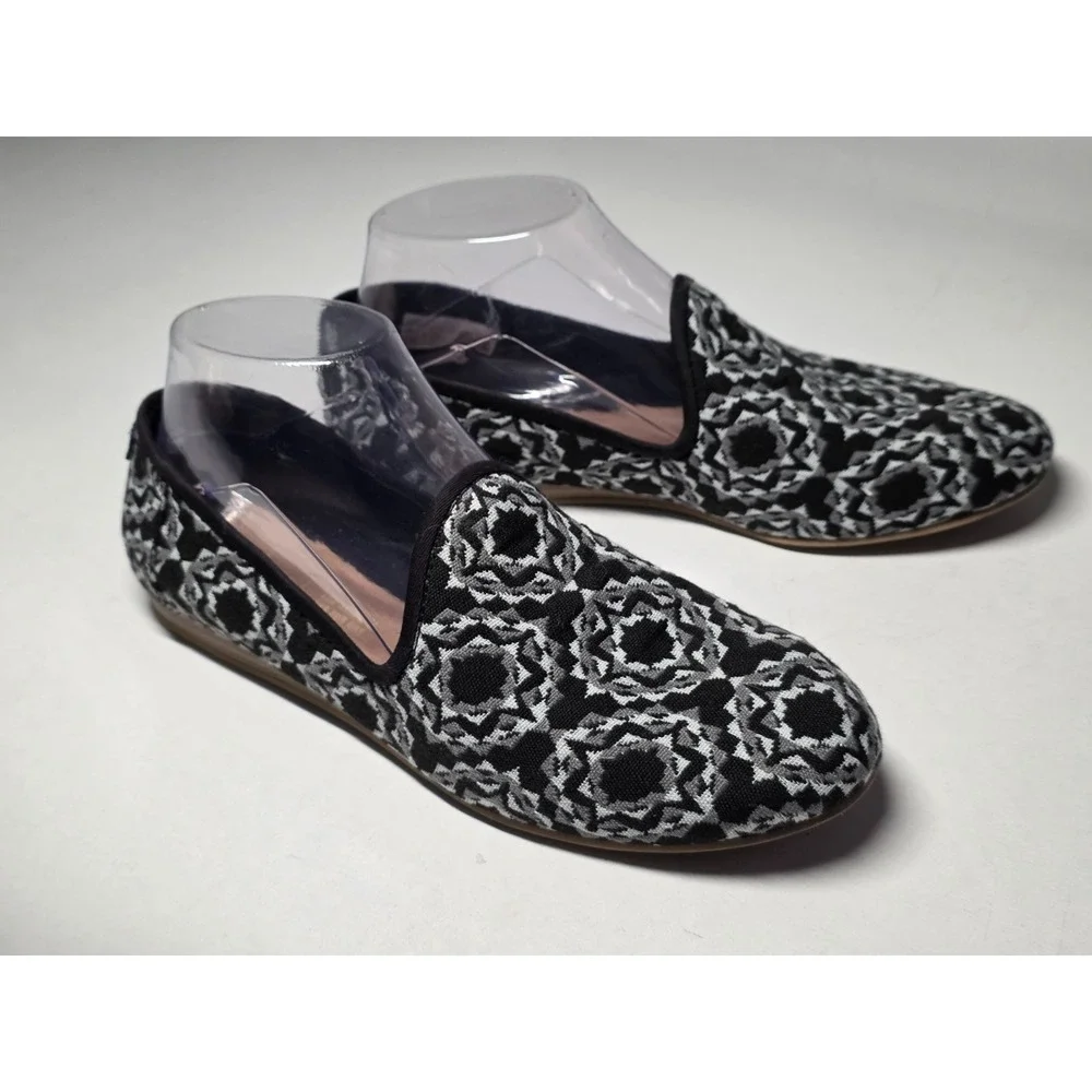 Toms Women's Shoes Size 7 Black Gray Darcy Slip On Flats Comfort Ballets